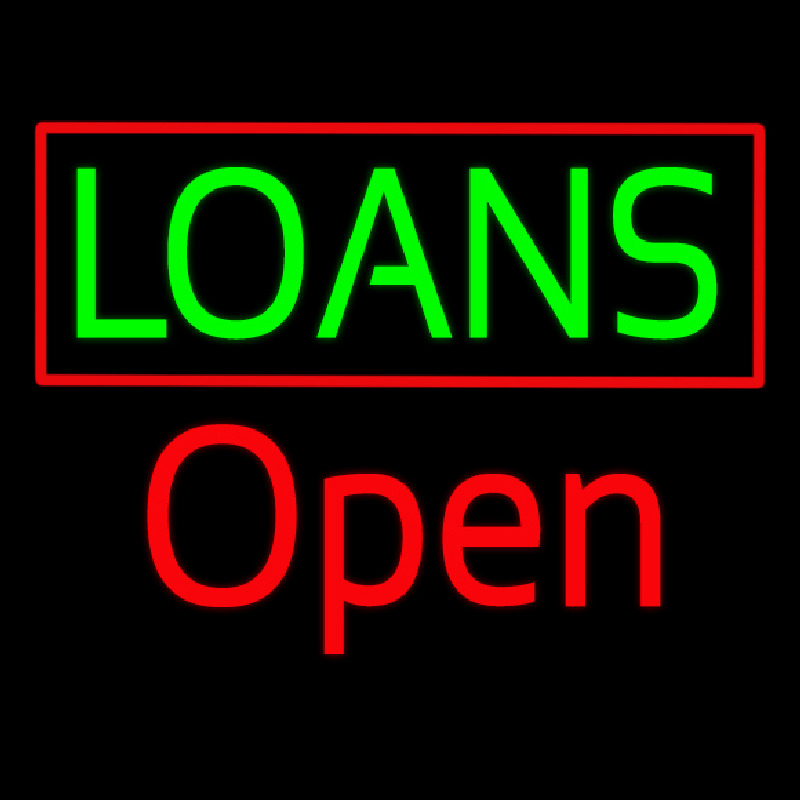 Green Loans Red Border Open Neon Skilt