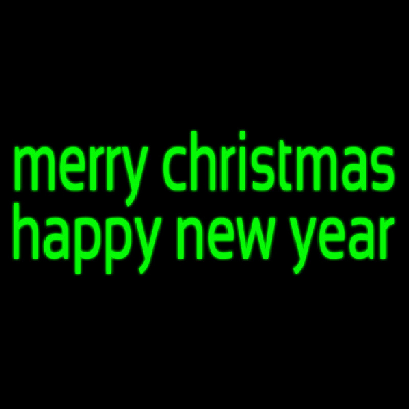 Green Merry Christmas Happy New Year Neon Skilt