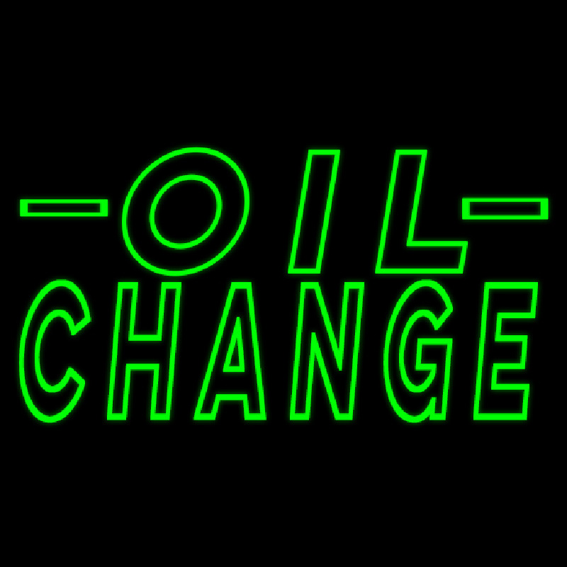 Green Oil Change Neon Skilt