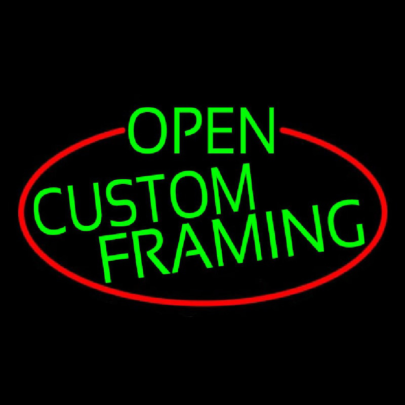 Green Open Custom Framing Oval With Red Border Neon Skilt