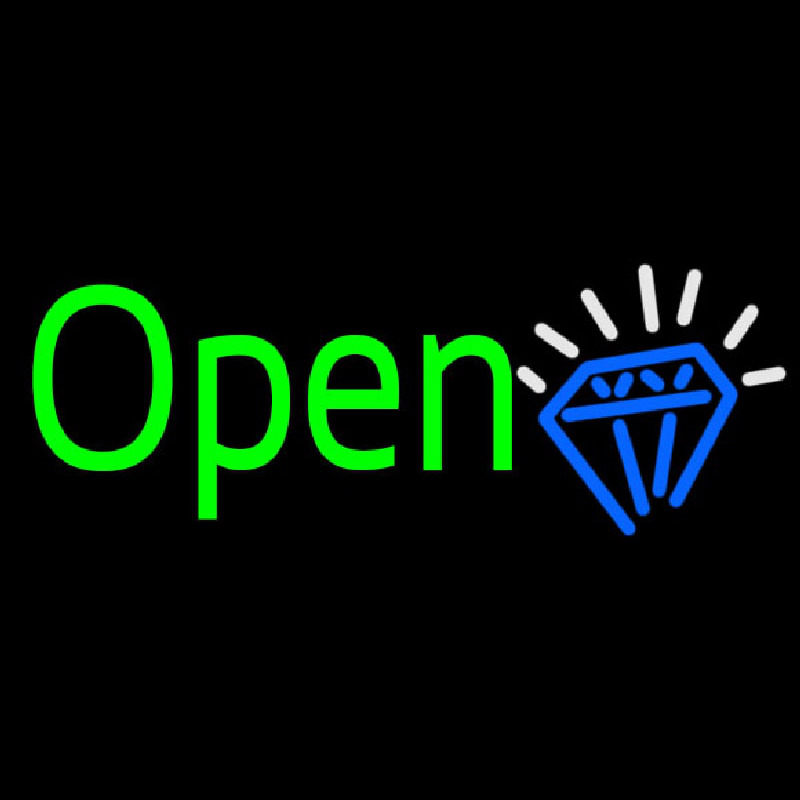 Green Open Diamond Neon Skilt