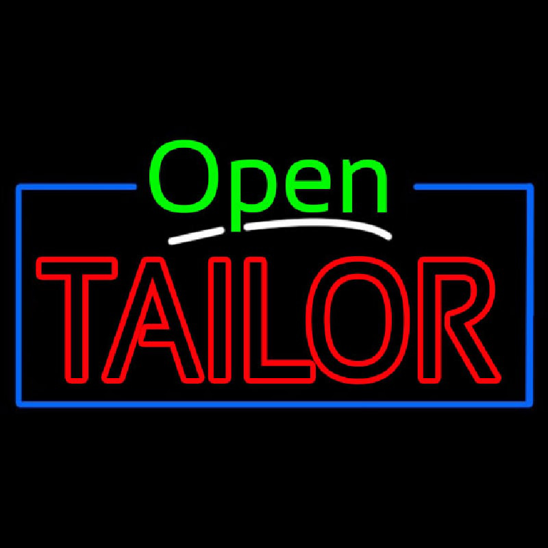 Green Open Double Stroke Tailor Neon Skilt