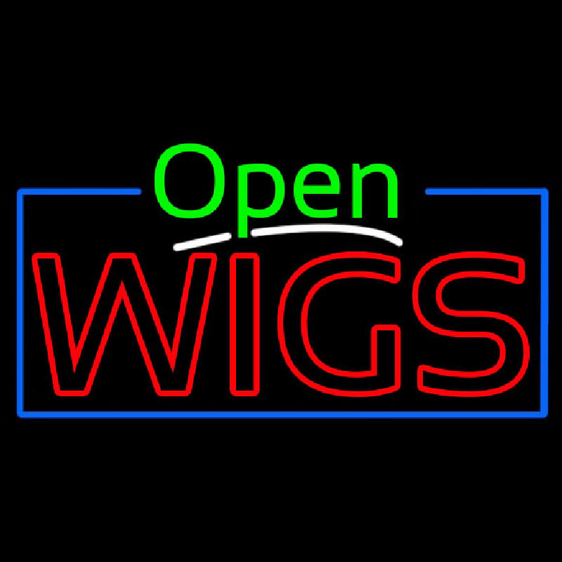 Green Open Double Stroke Wigs Neon Skilt