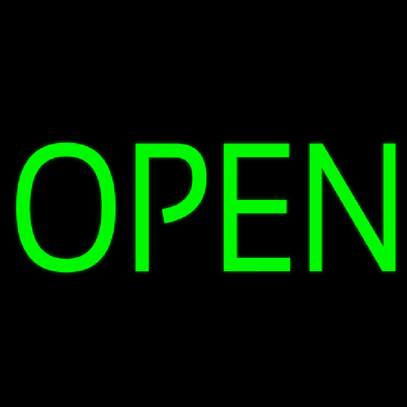 Green Open Neon Skilt