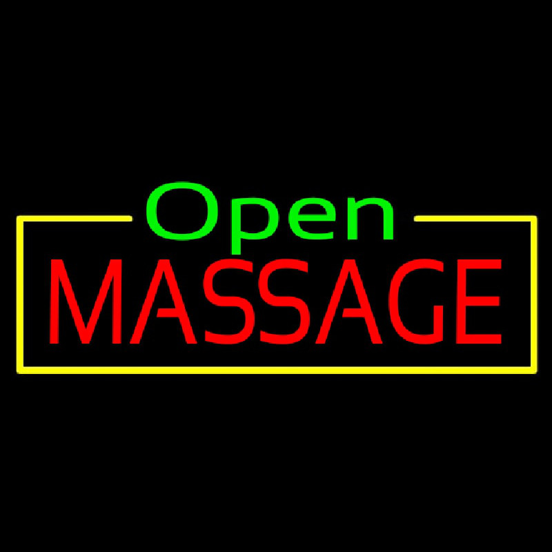 Green Open Red Massage Yellow Border Neon Skilt