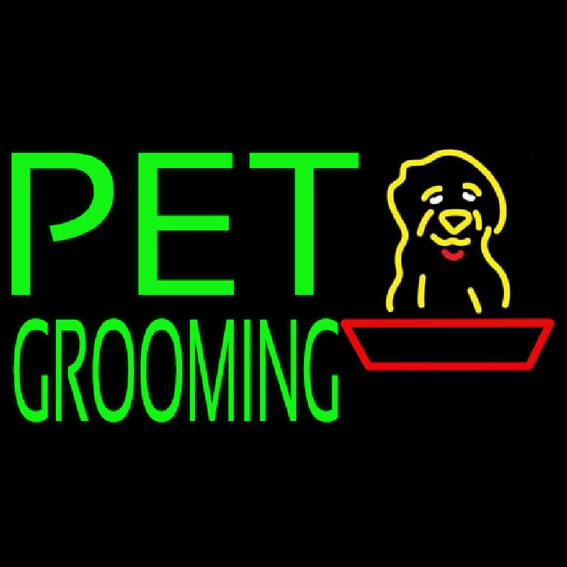 Green Pet Grooming Block 1 Neon Skilt