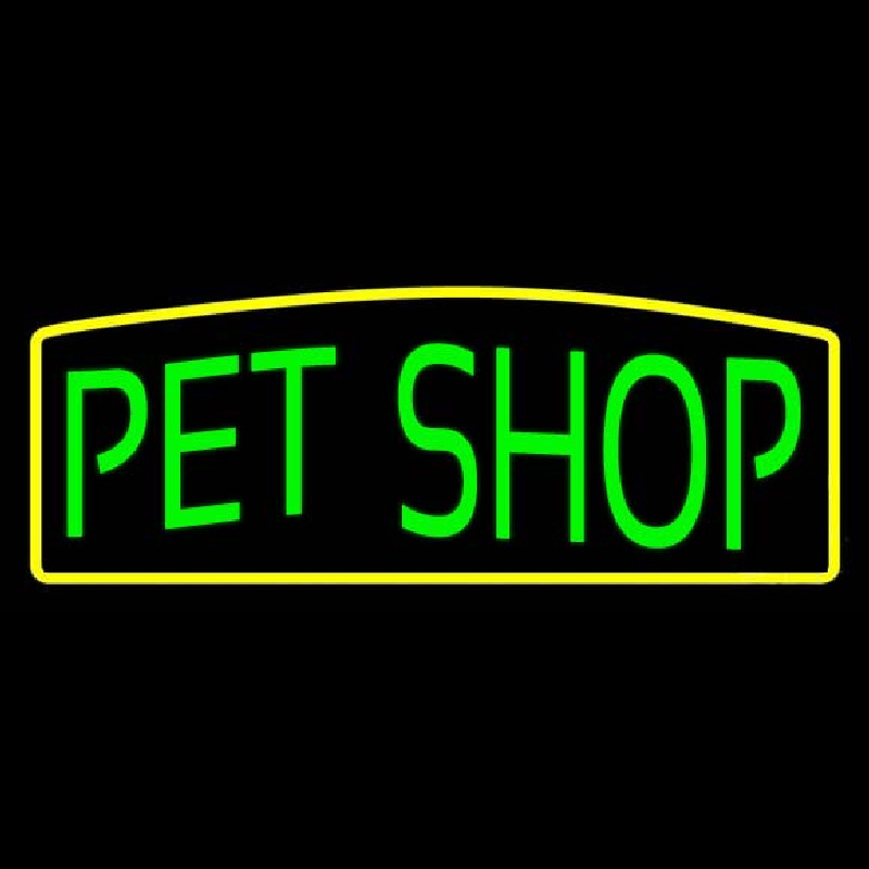 Green Pet Shop Yellow Border Neon Skilt