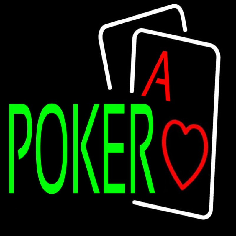 Green Poker With Cards Neon Skilt