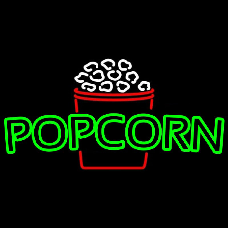 Green Pop Corn Logo Neon Skilt