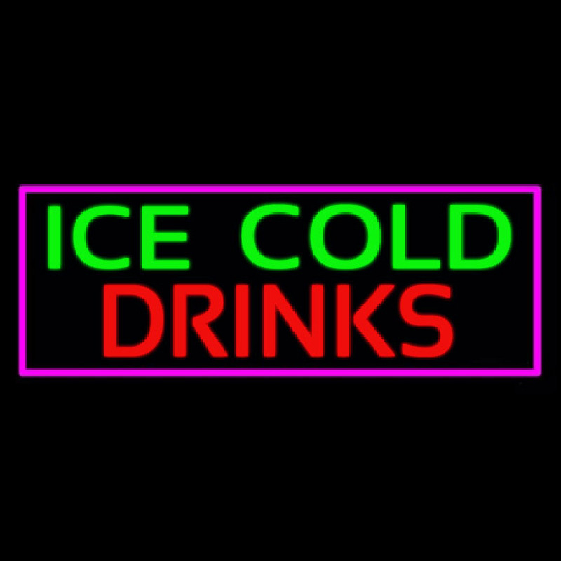 Green Red Ice Cold Drinks Neon Skilt