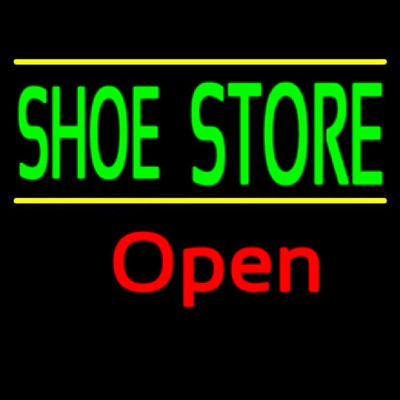 Green Shoe Store Open Neon Skilt
