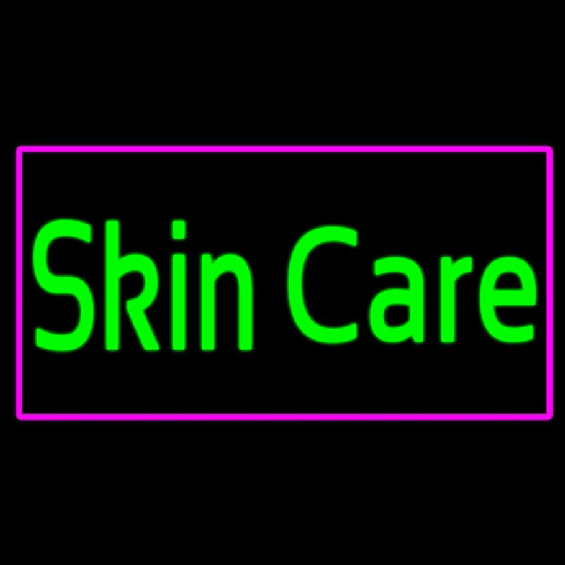 Green Skin Care Pink Border Neon Skilt