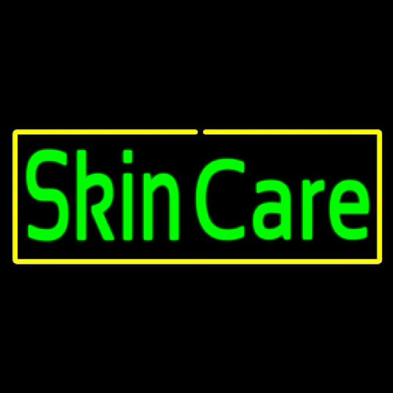 Green Skin Care Yellow Border Neon Skilt