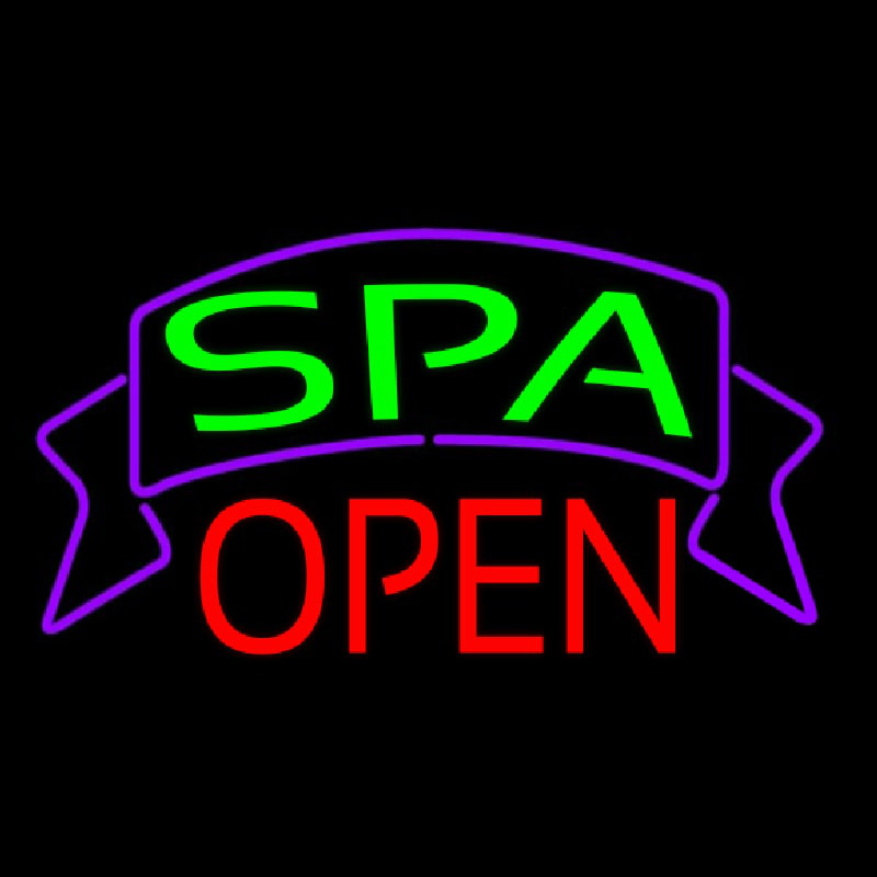 Green Spa Open Banner Neon Skilt