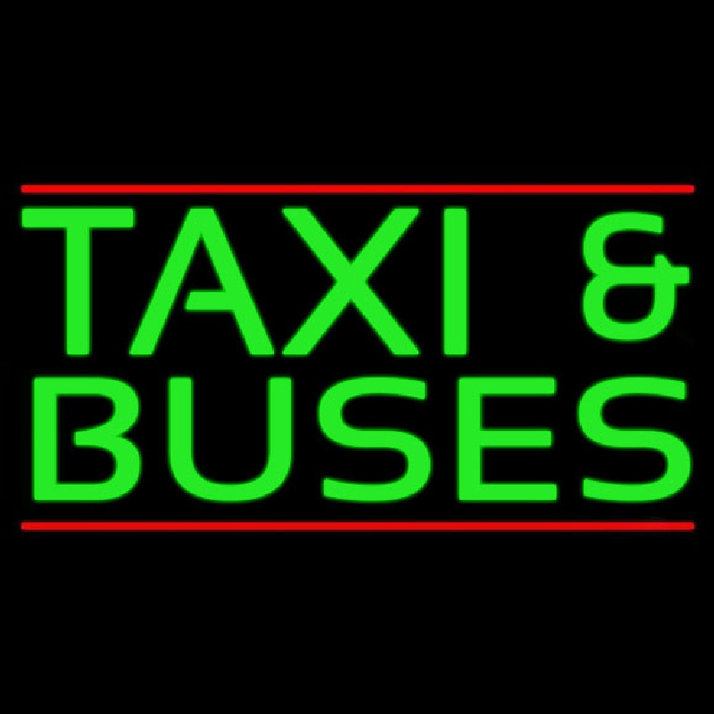 Green Ta i And Buses Neon Skilt