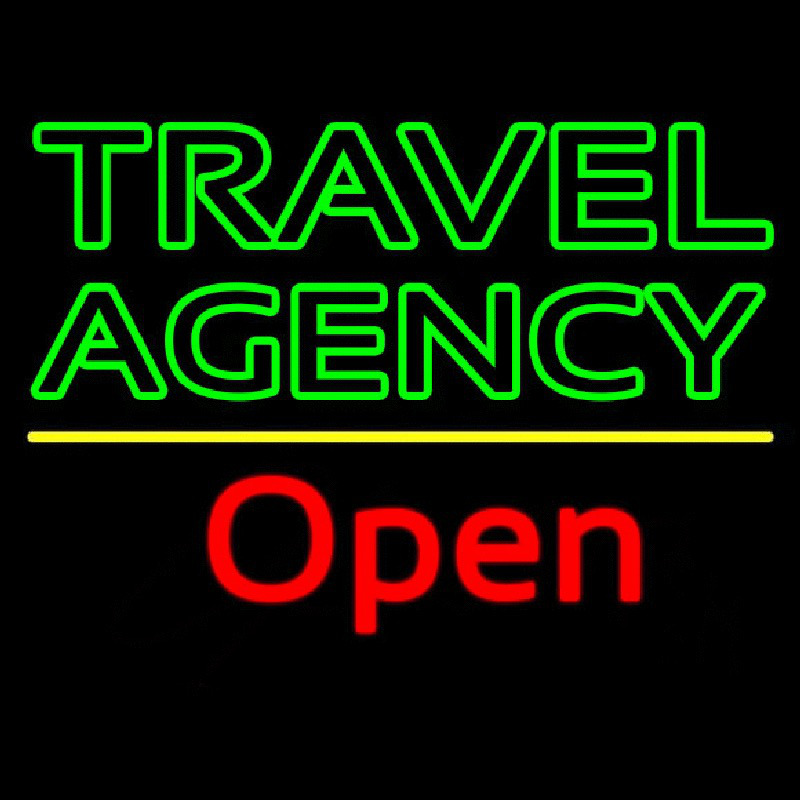 Green Travel Agency Open Neon Skilt