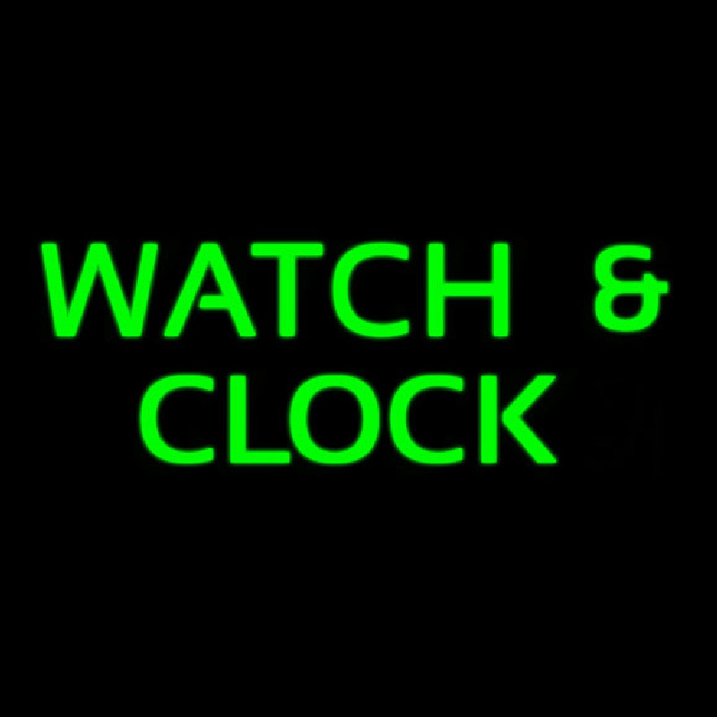 Green Watch And Clock Neon Skilt