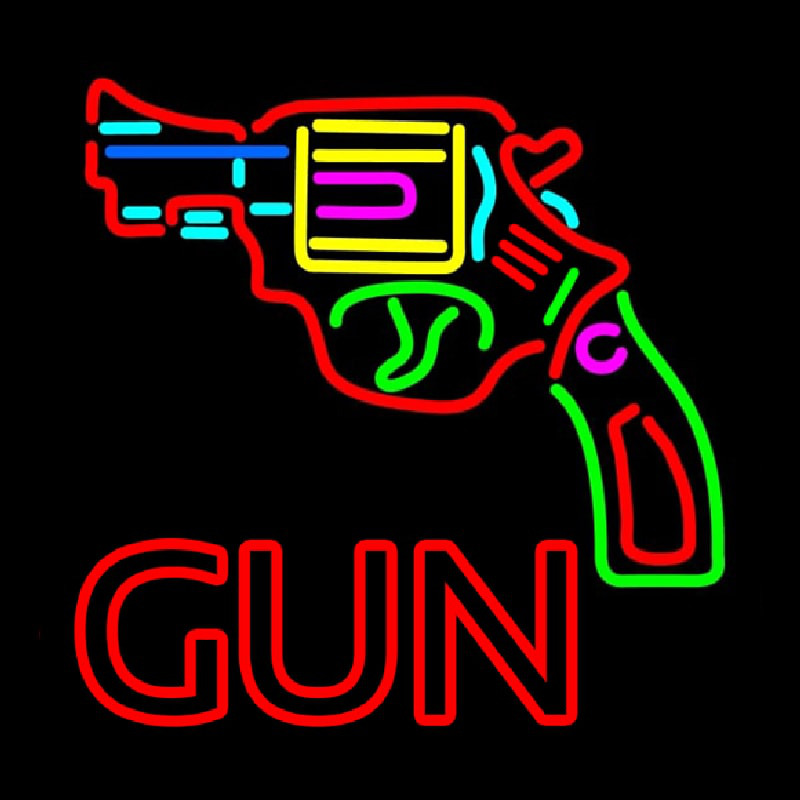 Gun Logo Neon Skilt