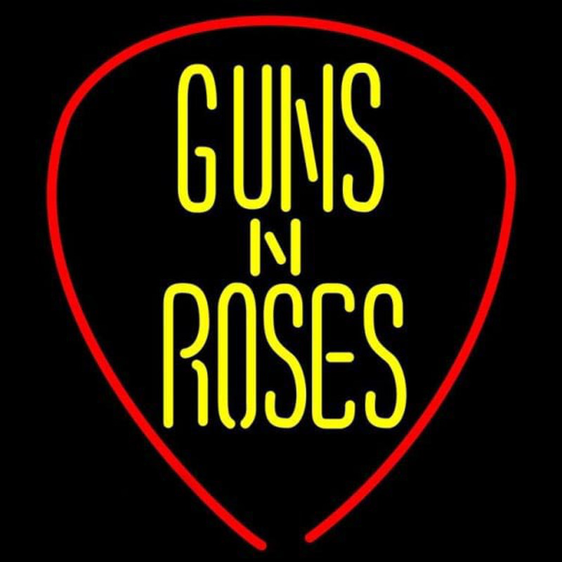 Guns N Roses Guitar Pick Rock Band Neon Skilt