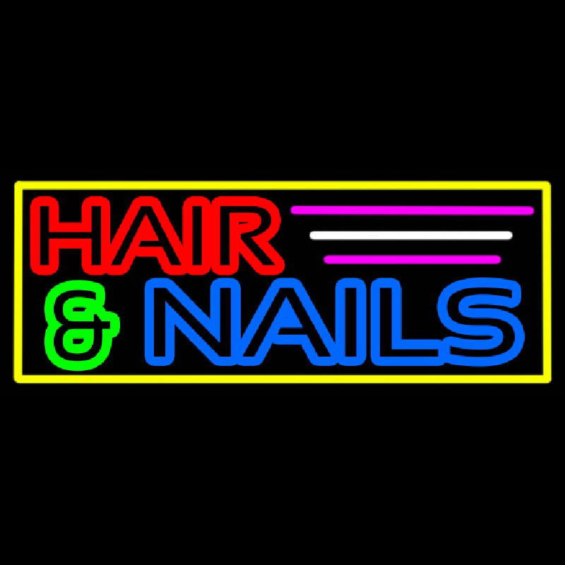 Hair And Nails Double Stroke Neon Skilt