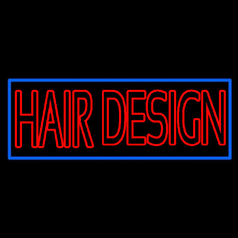 Hair Design With Blue Border Neon Skilt