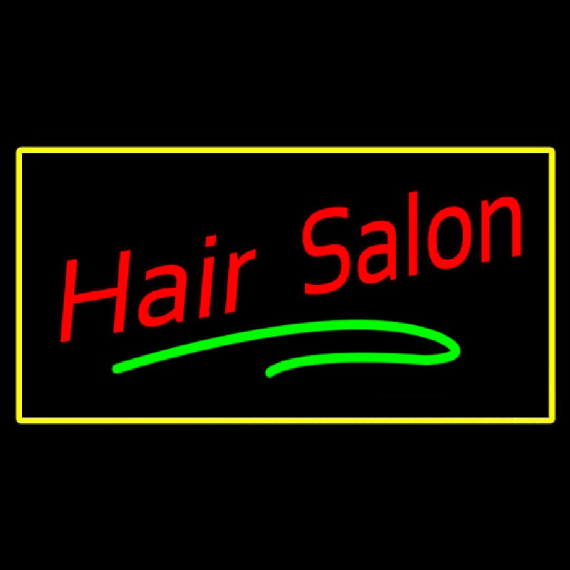 Hair Salon Rectangle Yellow Neon Skilt