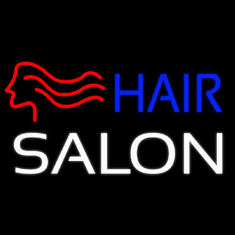 Hair Salon With Girl Logo Neon Skilt
