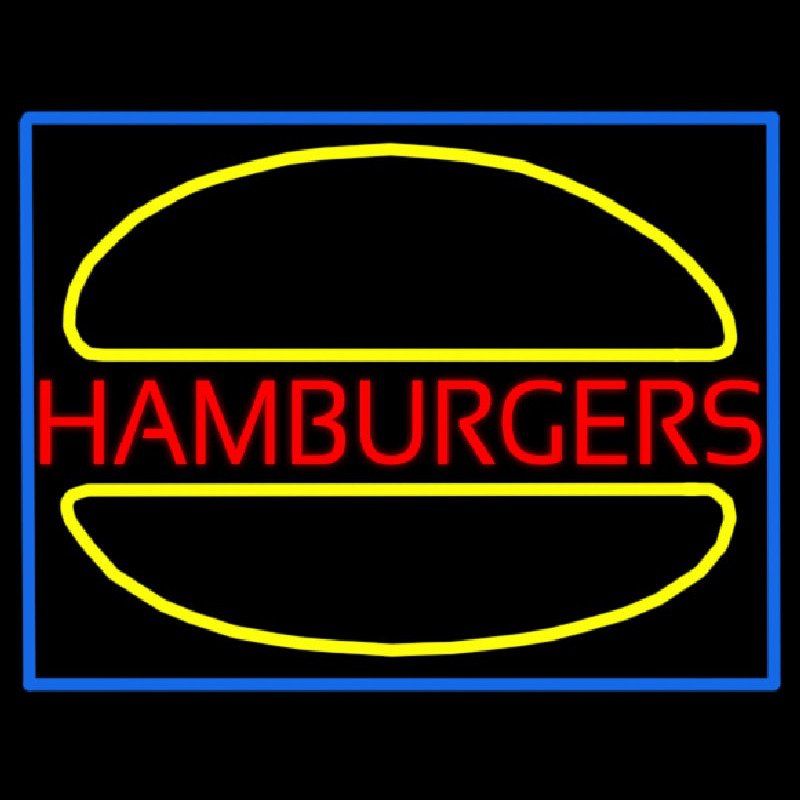 Hamburgers Logo Blue Border Neon Skilt
