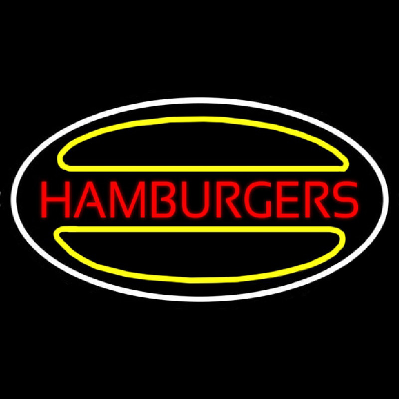 Hamburgers Logo Oval Neon Skilt