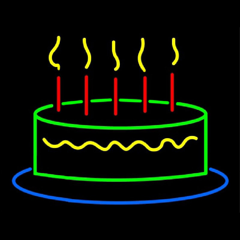Happy Birthday Cake Neon Skilt