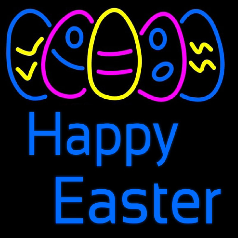 Happy Easter With Egg 2 Neon Skilt