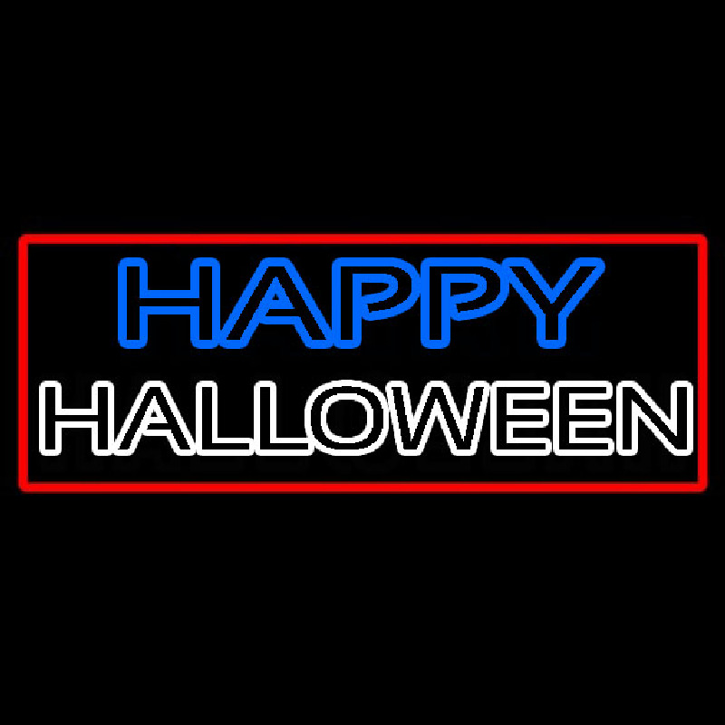 Happy Halloween With Red Border Neon Skilt