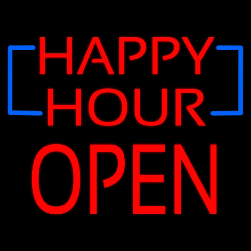 Happy Hour Block Open Neon Skilt