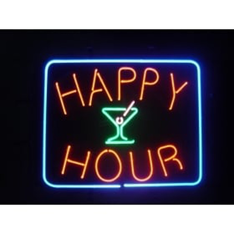 Happy Hour Cocktails Neon Skilt