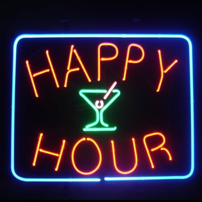 Happy Hour Øl Bar Åben Neon Skilt