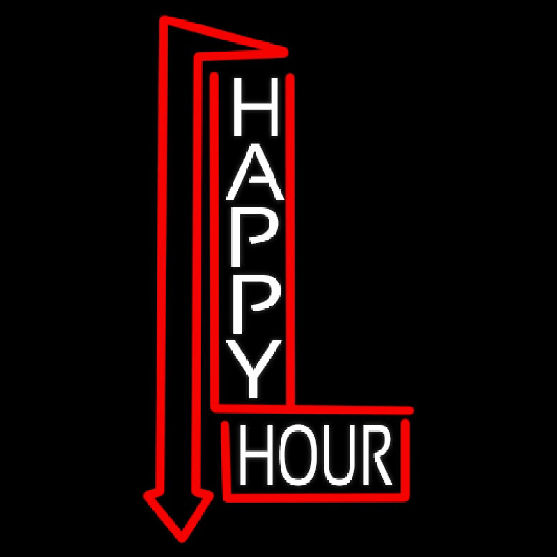 Happy Hour With Arrow Neon Skilt