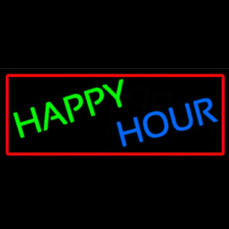 Happy Hours With Red Border Neon Skilt