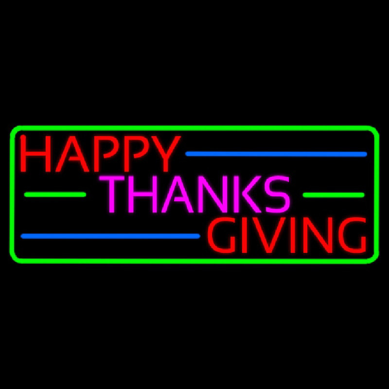 Happy Thanksgiving Block 2 Neon Skilt