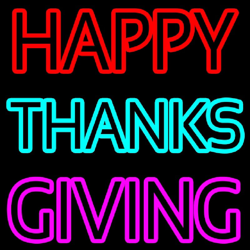 Happy Thanksgiving Block Neon Skilt