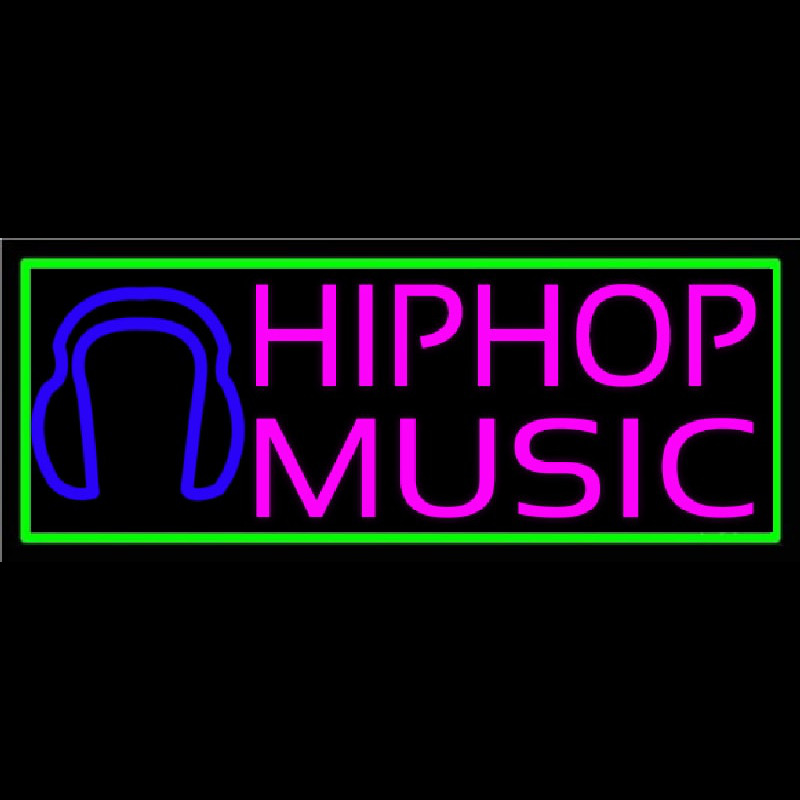 Hip Hop Music With Line Neon Skilt