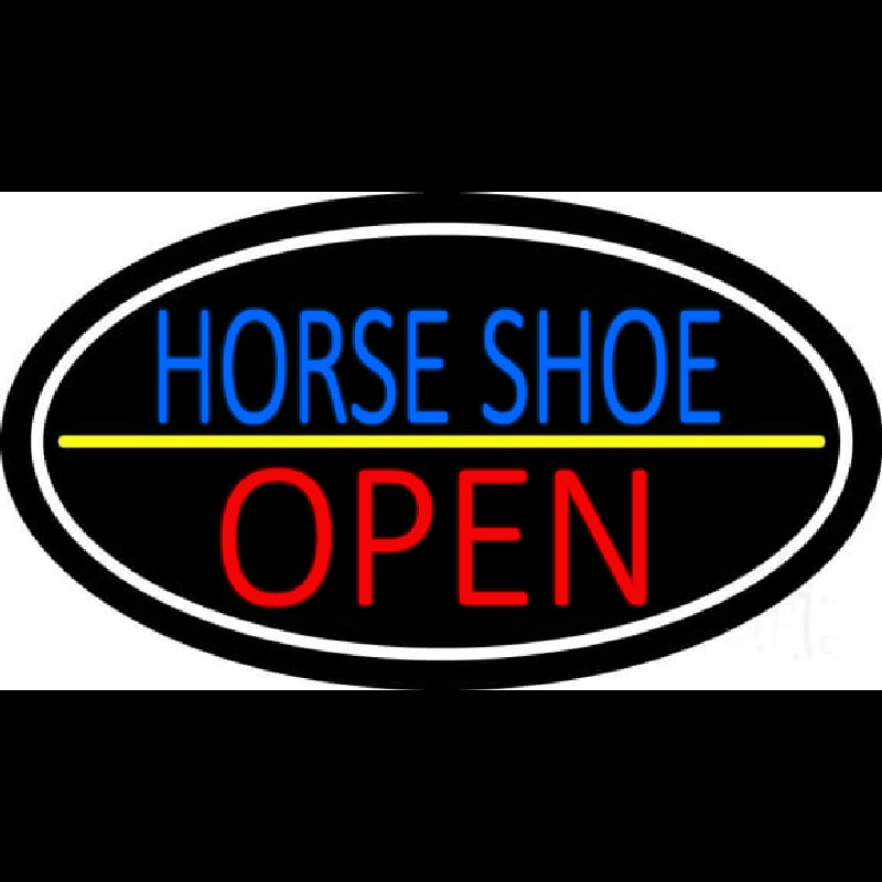 Horseshoe Open With Border Neon Skilt