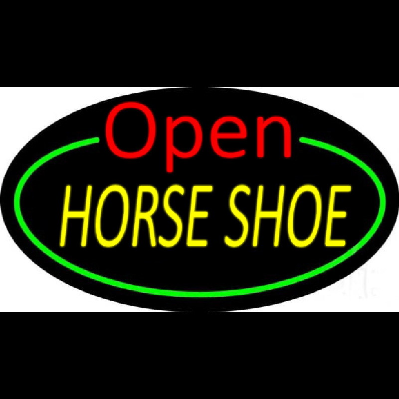 Horseshoe Open With Green Border Neon Skilt