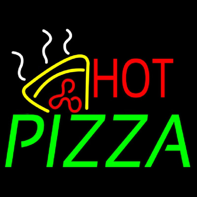 Hot Pizza With Pizza Neon Skilt