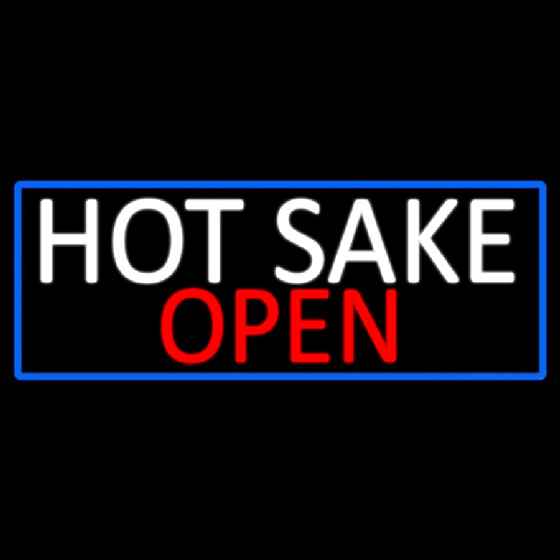 Hot Sake Open With Blue Border Neon Skilt