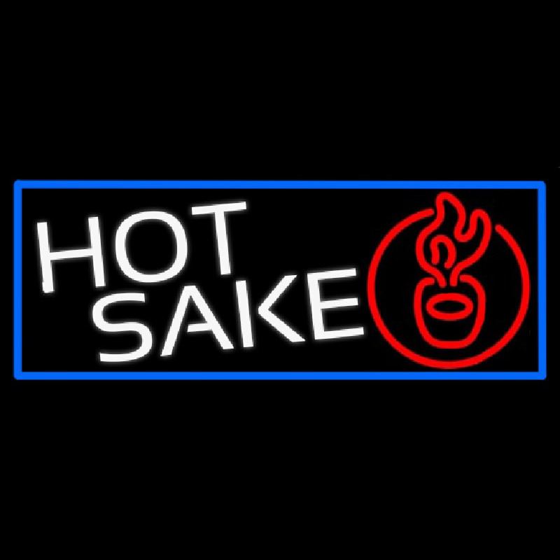 Hot Sake With Blue Border Neon Skilt