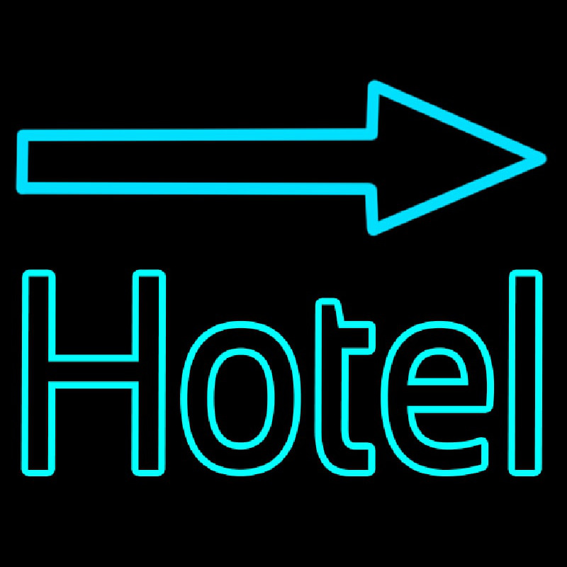 Hotel With Arrow On Top Neon Skilt