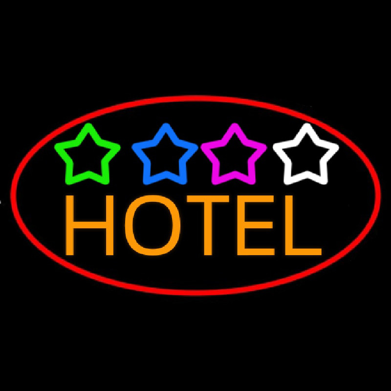 Hotel With Stars Neon Skilt