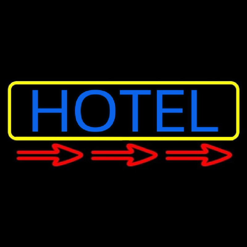 Hotel With Yellow Border Neon Skilt