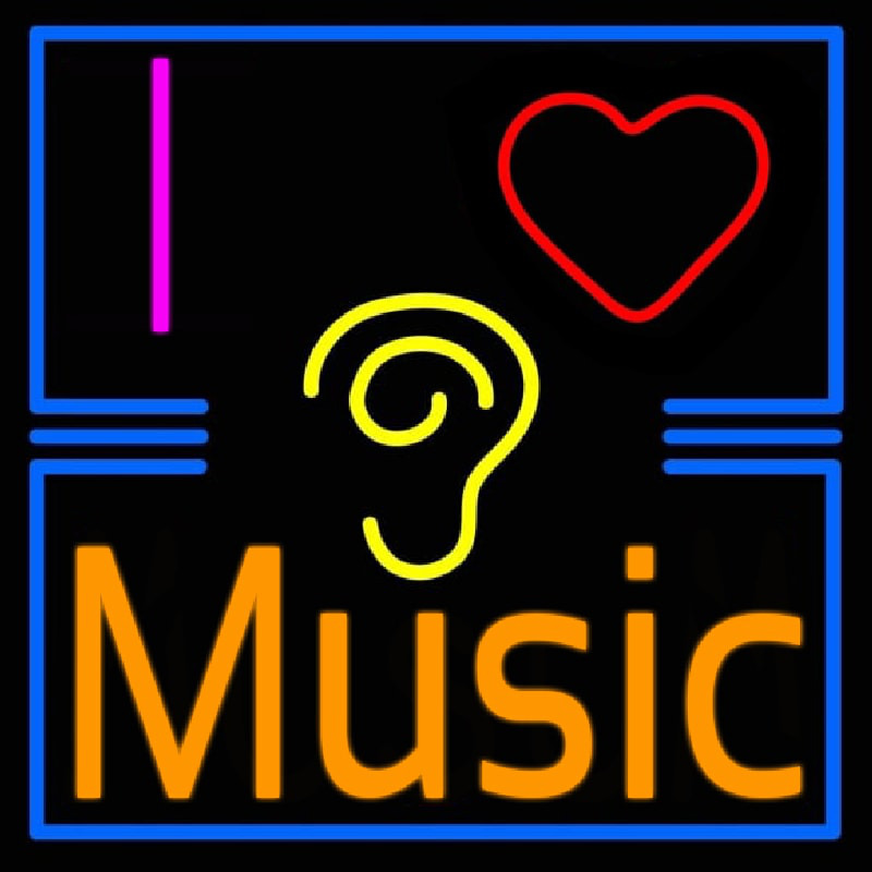 I Love Hearing Music Neon Skilt