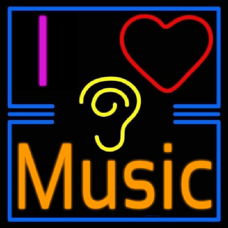 I Love Hearing Music Neon Skilt